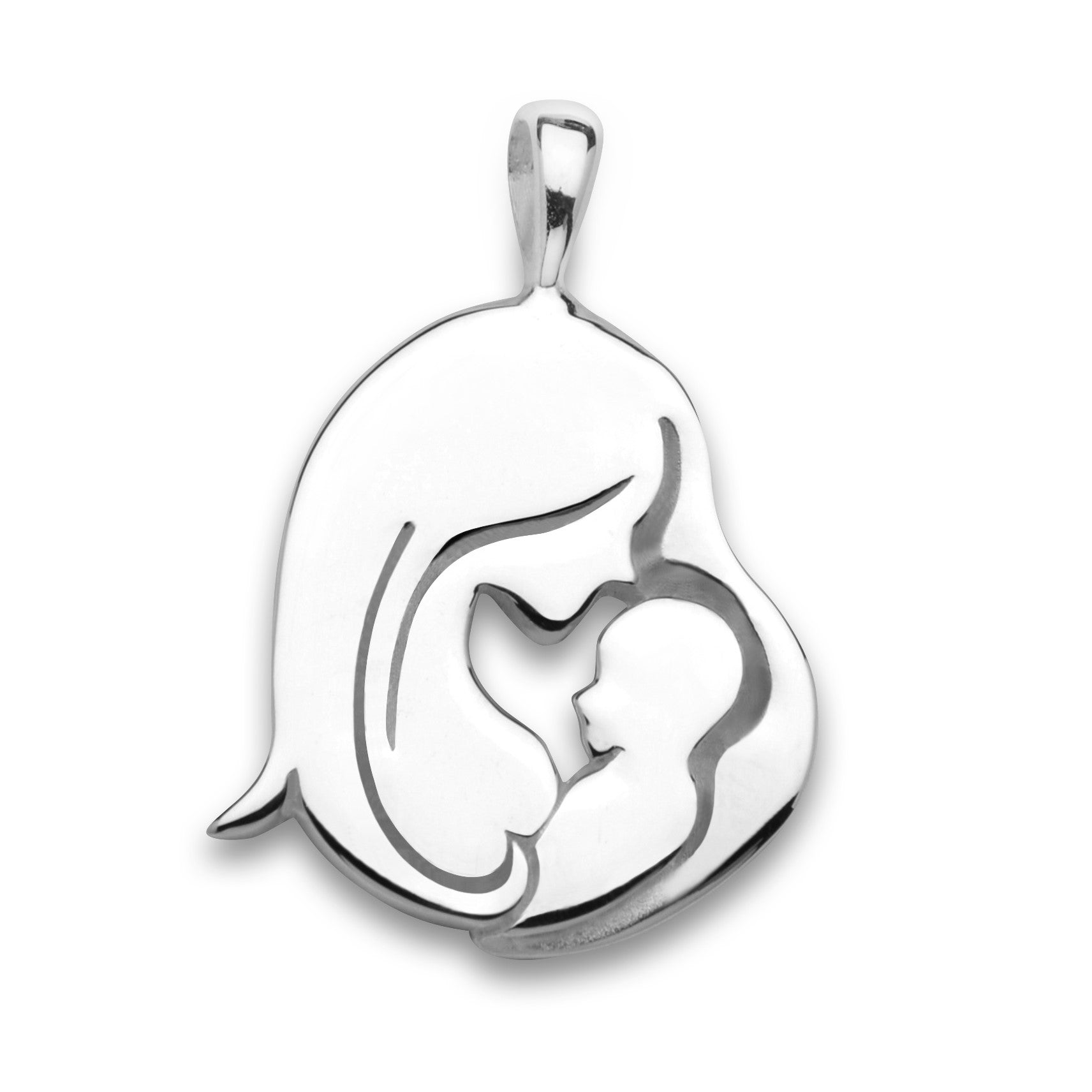 Cherished Sterling Silver Mother's Luv Pendant with Adjustable Cable Chain