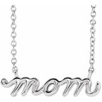 Sterling Silver Petite Mom Script 18" Necklace