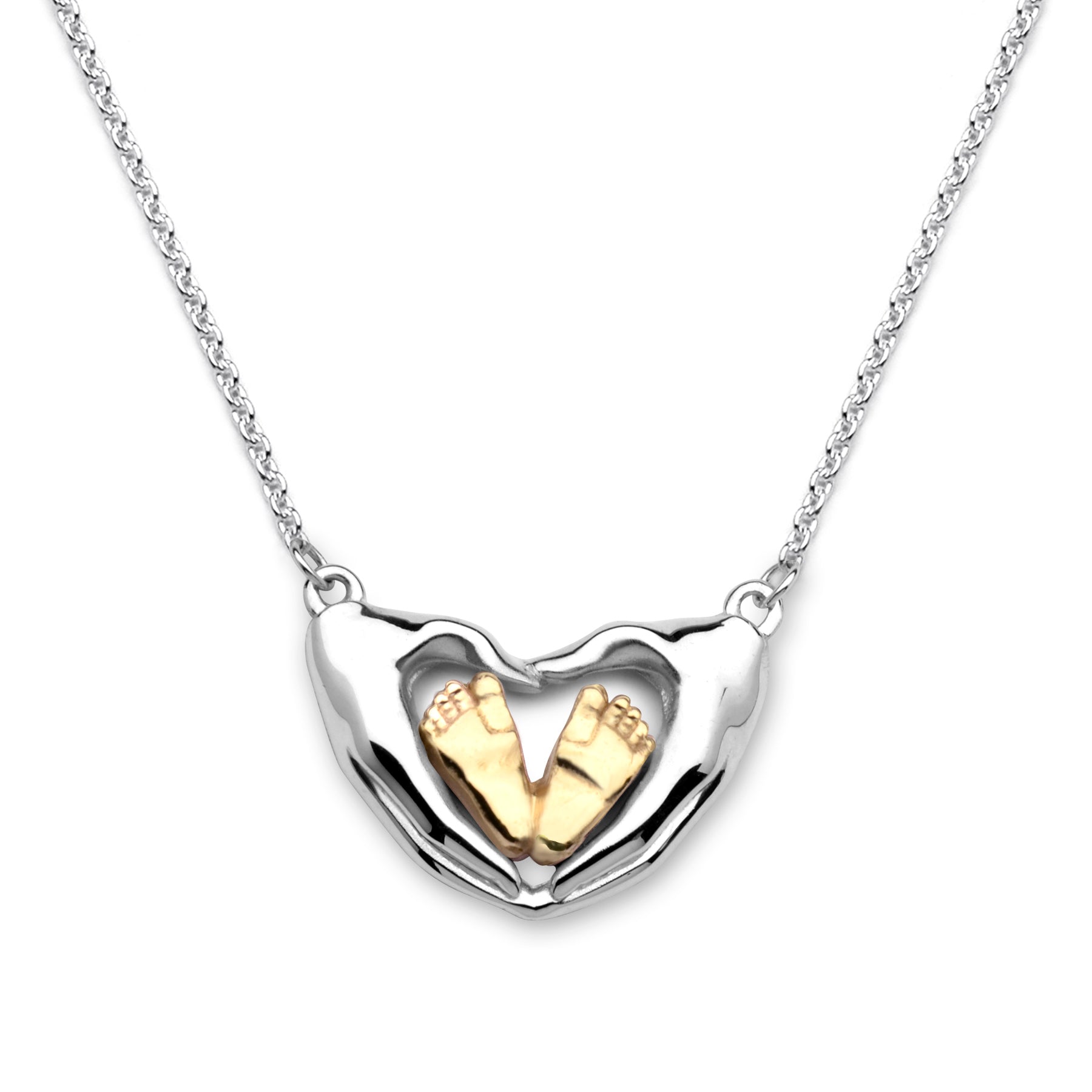 Sterling Silver with 14KT Yellow Gold Twinkle Toes Mother's Luv Necklace