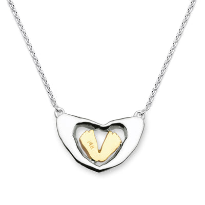 Sterling Silver with 14KT Yellow Gold Twinkle Toes Mother's Luv Necklace