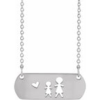 Sterling Silver Stick Figure Family 18" Necklace